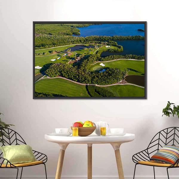Golf Course Aerial View Canvas Wall Art-3 Horizontal-Gallery Wrap-25" x 16"-Tiaracle