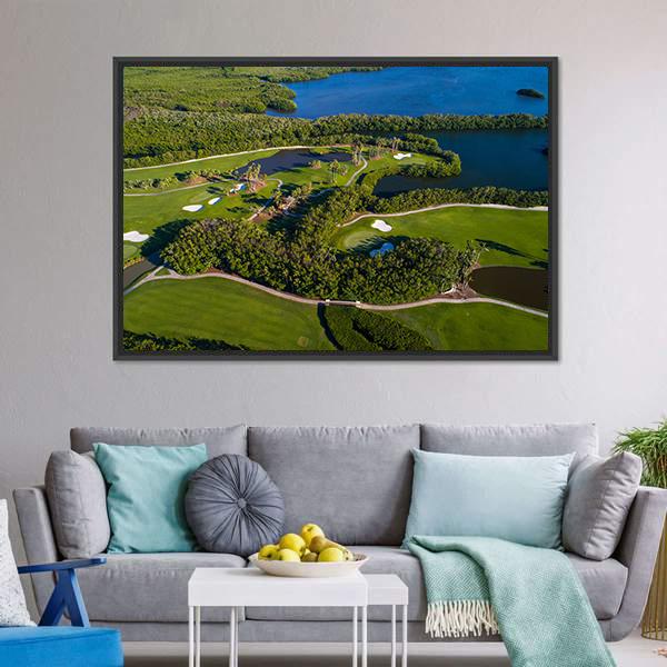 Golf Course Aerial View Canvas Wall Art-3 Horizontal-Gallery Wrap-25" x 16"-Tiaracle