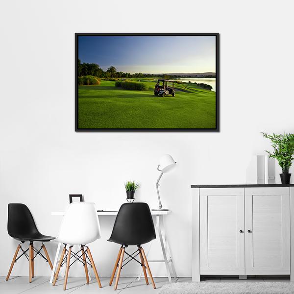 Golf Course & Buggies Panoramic Canvas Wall Art-1 Piece-36" x 12"-Tiaracle