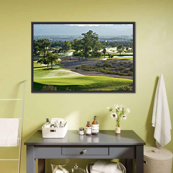 Golf Course In Phoenix Canvas Wall Art-1 Piece-Floating Frame-24" x 16"-Tiaracle