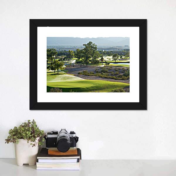 Golf Course In Phoenix Canvas Wall Art-1 Piece-Framed Print-20" x 16"-Tiaracle
