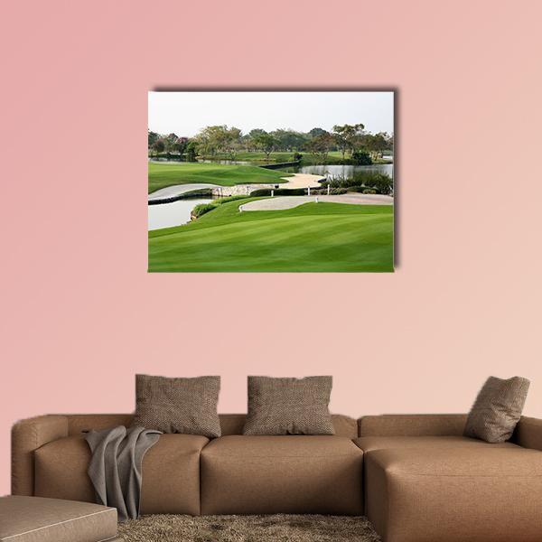 Golf Course Landscape Canvas Wall Art-1 Piece-Gallery Wrap-48" x 32"-Tiaracle
