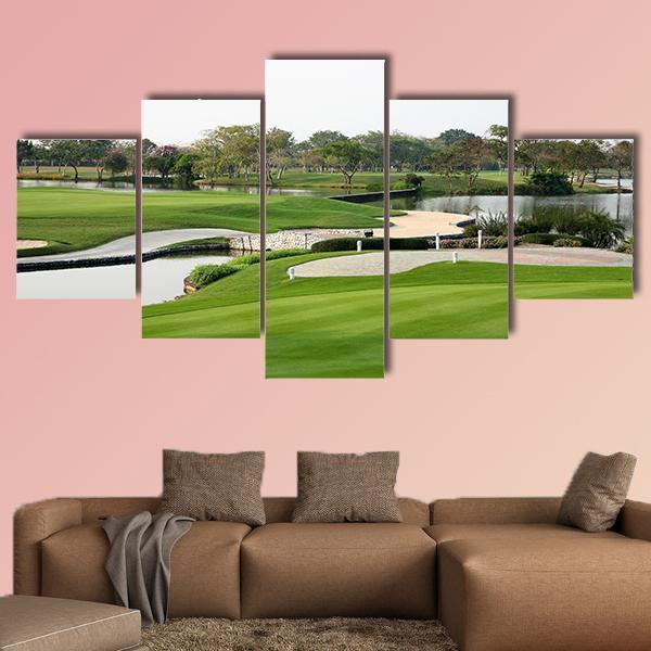 Golf Course Landscape Canvas Wall Art-5 Star-Gallery Wrap-62" x 32"-Tiaracle