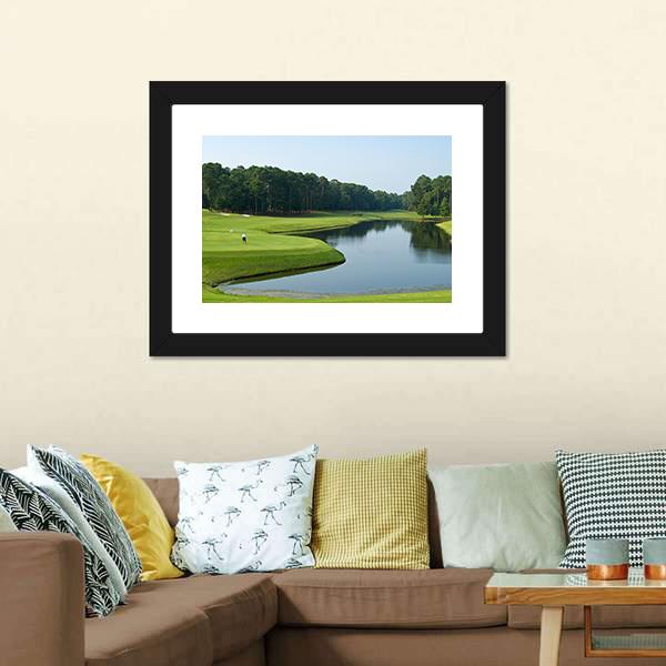 Golfer On Myrtle Beach Canvas Wall Art-5 Horizontal-Gallery Wrap-22" x 12"-Tiaracle