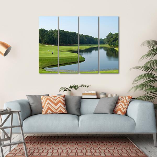 Golfer On Myrtle Beach Canvas Wall Art-4 Horizontal-Gallery Wrap-34" x 24"-Tiaracle