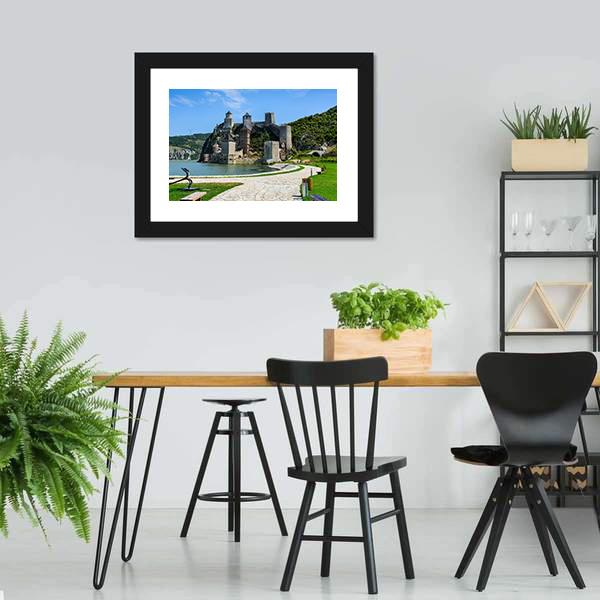 Golubac Fortress Serbia Canvas Wall Art-3 Horizontal-Gallery Wrap-25" x 16"-Tiaracle