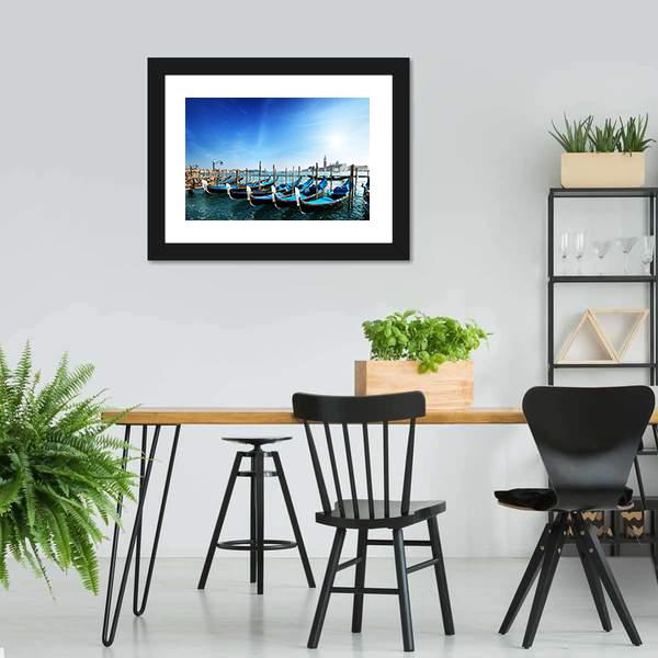 Gondolas On Grand Canal Canvas Wall Art-5 Horizontal-Gallery Wrap-22" x 12"-Tiaracle