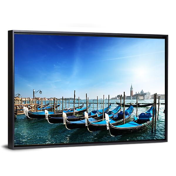 Gondolas On Grand Canal Canvas Wall Art-5 Horizontal-Gallery Wrap-22" x 12"-Tiaracle