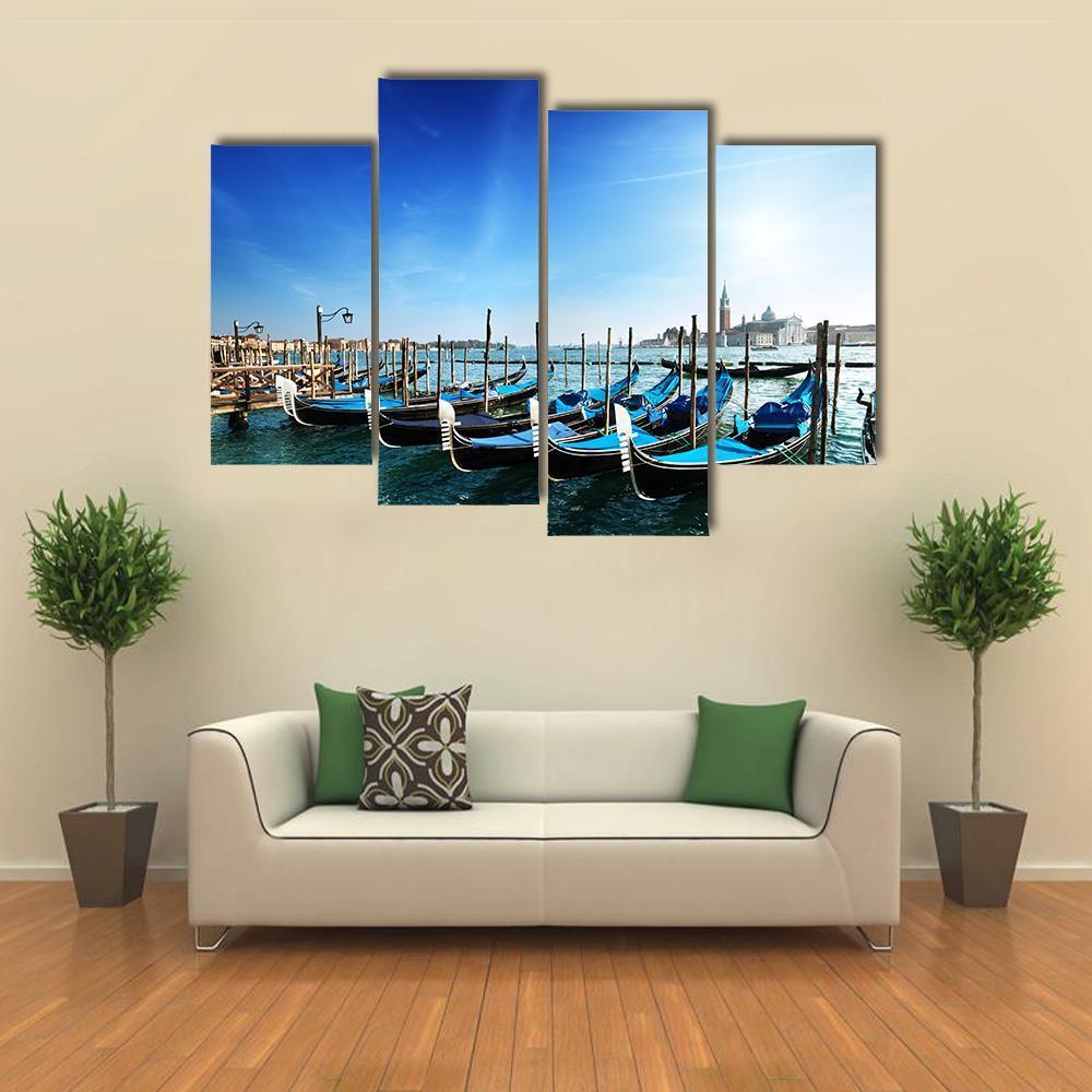 Gondolas On Grand Canal Canvas Wall Art-1 Piece-Gallery Wrap-48" x 32"-Tiaracle