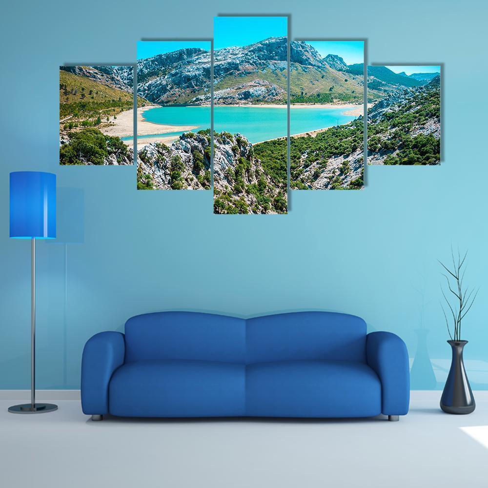 Gorg Blau Reservoir Canvas Wall Art-5 Star-Gallery Wrap-62" x 32"-Tiaracle