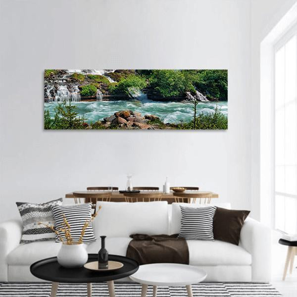 Schleierfall Waterfall Panoramic Canvas Wall Art-1 Piece-36" x 12"-Tiaracle