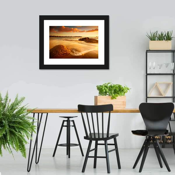 Gorgeous Sunrise On Australian Beach Canvas Wall Art-3 Horizontal-Gallery Wrap-25" x 16"-Tiaracle