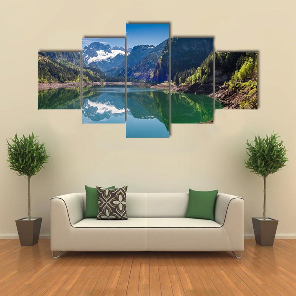 Gosausee Lake Canvas Wall Art-5 Star-Gallery Wrap-62" x 32"-Tiaracle