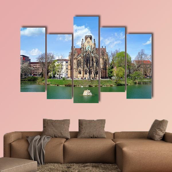 Gothic Johannes Church Canvas Wall Art-5 Pop-Gallery Wrap-47" x 32"-Tiaracle