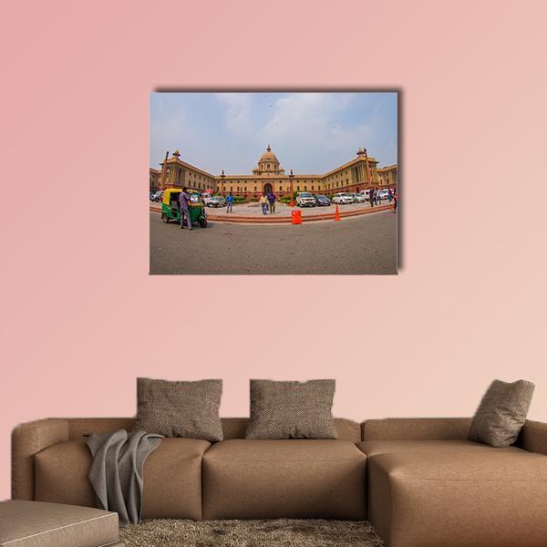 Rashtrapati Bhavan In India Canvas Wall Art-1 Piece-Gallery Wrap-48" x 32"-Tiaracle