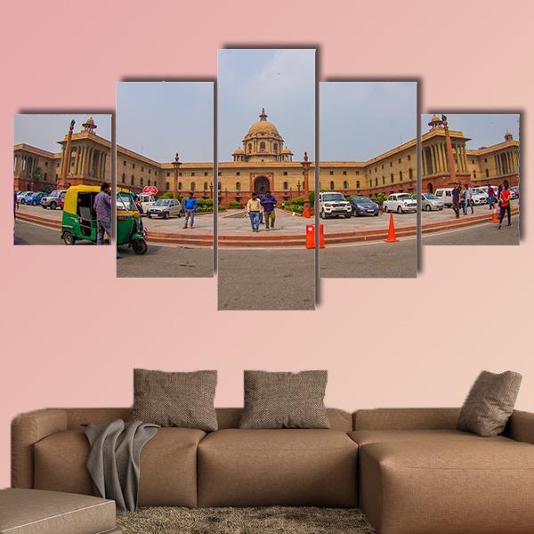 Rashtrapati Bhavan In India Canvas Wall Art-5 Star-Gallery Wrap-62" x 32"-Tiaracle
