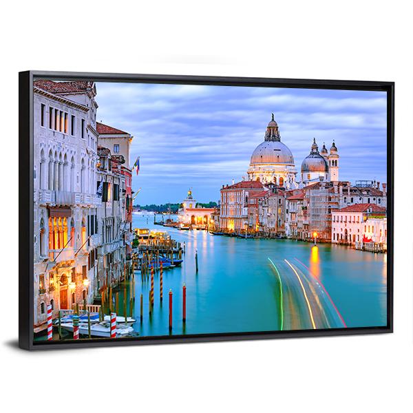 Grand Canal & Basilica Di Santa Canvas Wall Art-3 Horizontal-Gallery Wrap-25" x 16"-Tiaracle