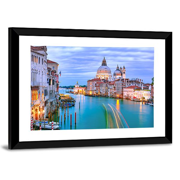 Grand Canal & Basilica Di Santa Canvas Wall Art-3 Horizontal-Gallery Wrap-25" x 16"-Tiaracle