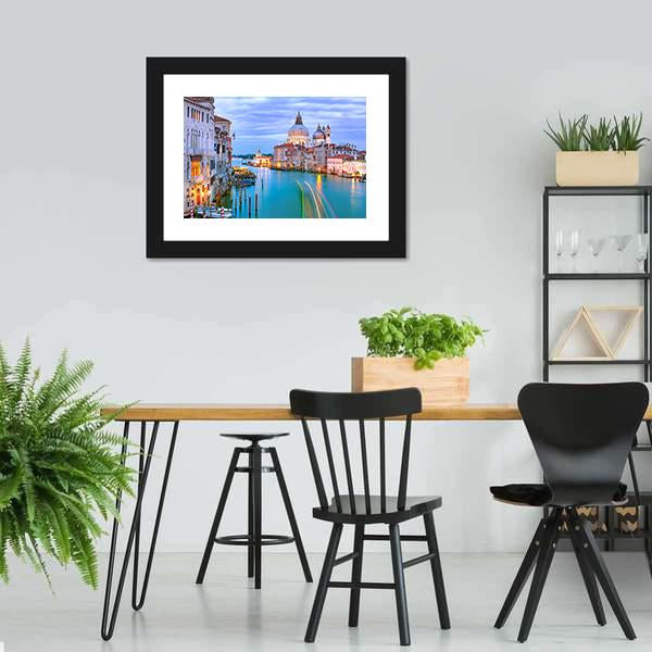 Grand Canal & Basilica Di Santa Canvas Wall Art-3 Horizontal-Gallery Wrap-25" x 16"-Tiaracle