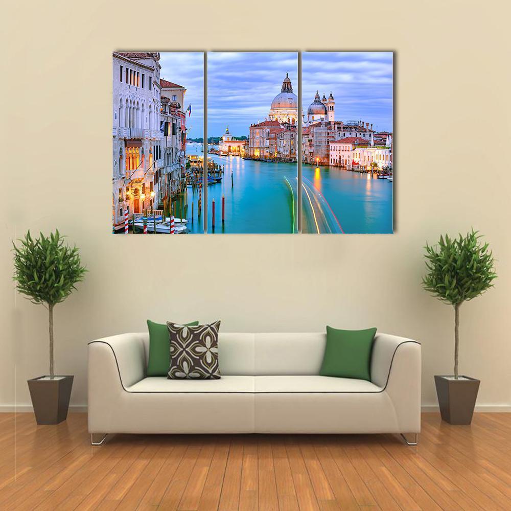 Grand Canal & Basilica Di Santa Canvas Wall Art-3 Horizontal-Gallery Wrap-37" x 24"-Tiaracle