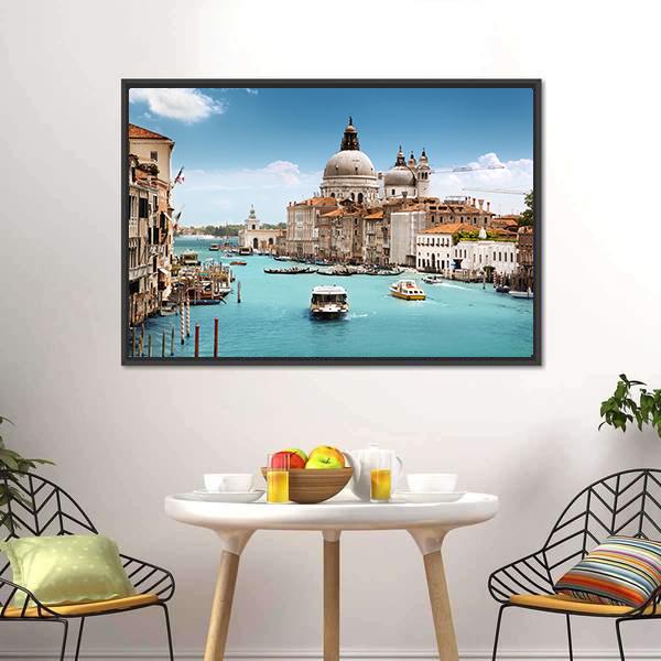 Grand Canal & Basilica In Venice Canvas Wall Art-3 Horizontal-Gallery Wrap-25" x 16"-Tiaracle