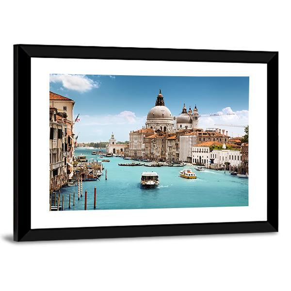Grand Canal & Basilica In Venice Canvas Wall Art-3 Horizontal-Gallery Wrap-25" x 16"-Tiaracle