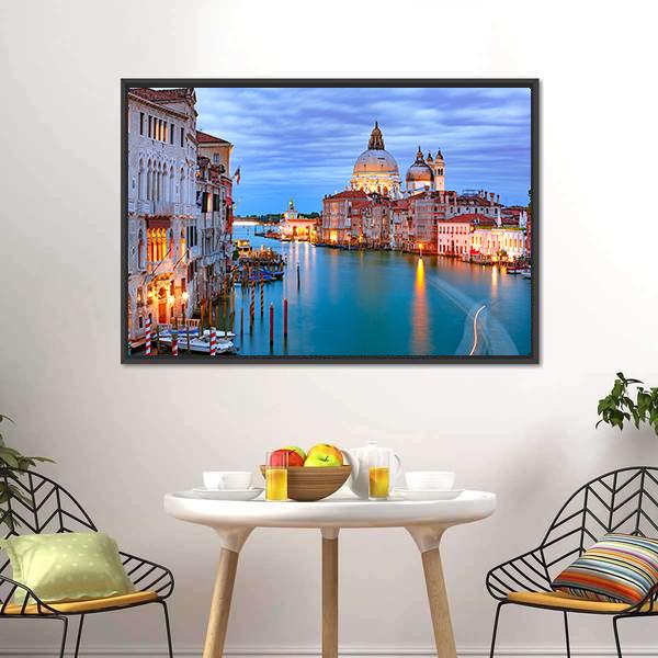 Grand Canal & Basilica Of St Mary Canvas Wall Art-5 Horizontal-Gallery Wrap-22" x 12"-Tiaracle