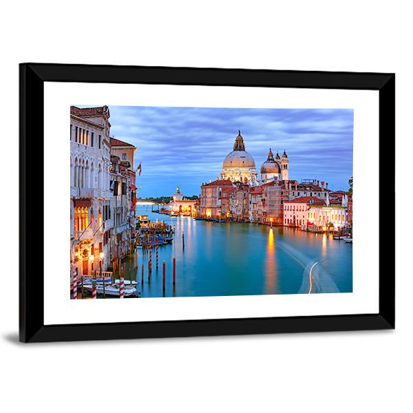 Grand Canal & Basilica Of St Mary Canvas Wall Art-5 Horizontal-Gallery Wrap-22" x 12"-Tiaracle