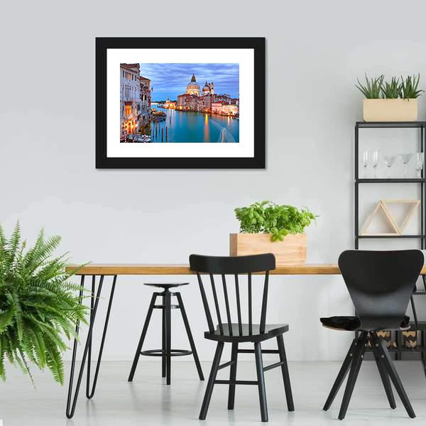 Grand Canal & Basilica Of St Mary Canvas Wall Art-5 Horizontal-Gallery Wrap-22" x 12"-Tiaracle