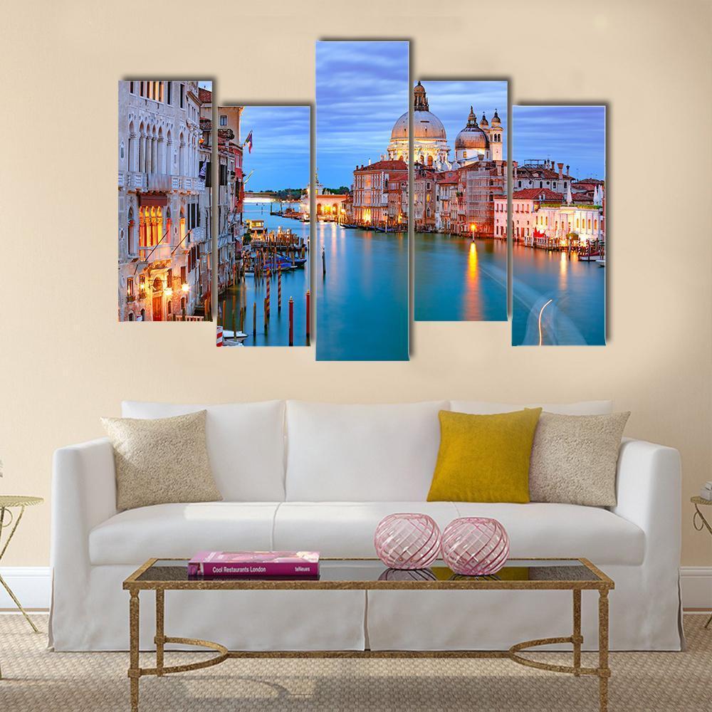 Grand Canal & Basilica Of St Mary Canvas Wall Art-5 Pop-Gallery Wrap-47" x 32"-Tiaracle