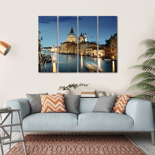 Grand Canal & Basilica Italy Canvas Wall Art-4 Horizontal-Gallery Wrap-34" x 24"-Tiaracle