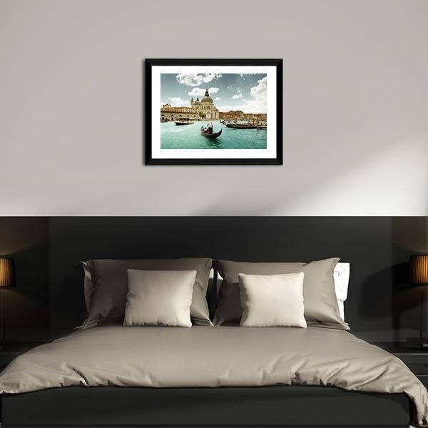 Grand Canal & Church Venice Canvas Wall Art-5 Horizontal-Gallery Wrap-22" x 12"-Tiaracle