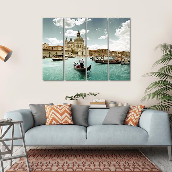 Grand Canal & Church Venice Canvas Wall Art-4 Horizontal-Gallery Wrap-34" x 24"-Tiaracle