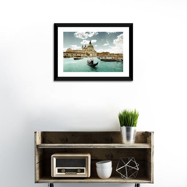 Grand Canal & Church Venice Panoramic Canvas Wall Art-1 Piece-36" x 12"-Tiaracle