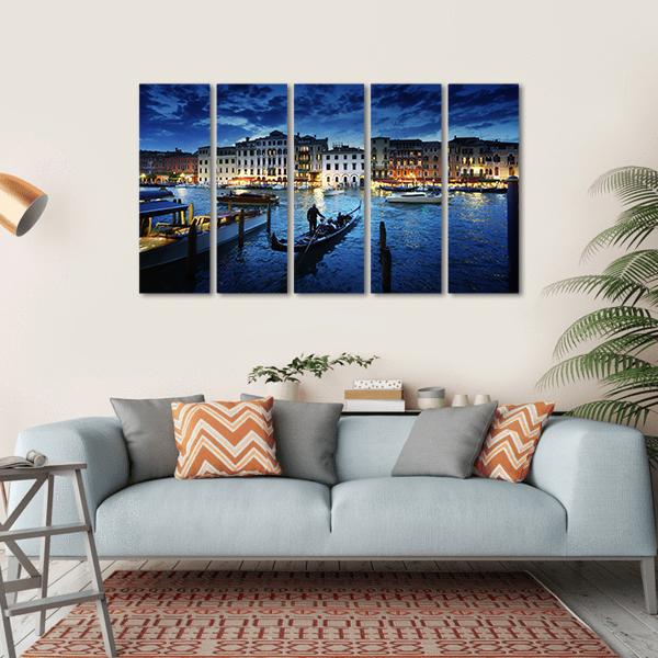 Grand Canal In Sunset Canvas Wall Art-5 Horizontal-Gallery Wrap-22" x 12"-Tiaracle