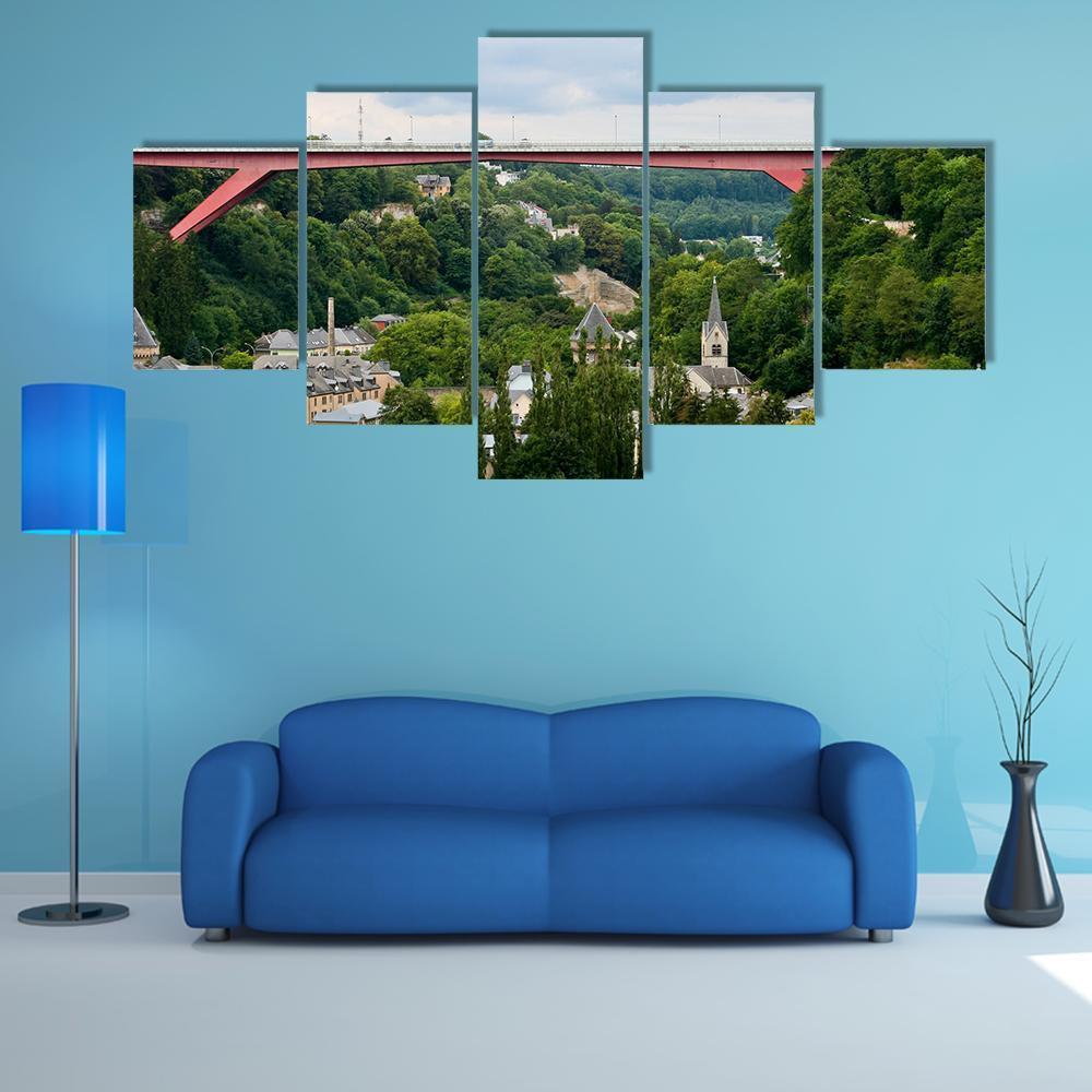 Grand Duchess Charlotte Bridge Canvas Wall Art-5 Star-Gallery Wrap-62" x 32"-Tiaracle