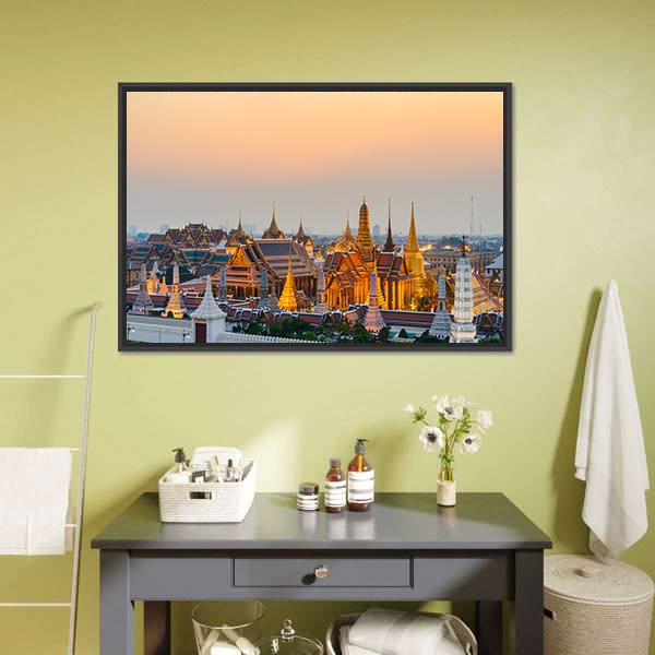 Grand Palace Bangkok Canvas Wall Art-1 Piece-Floating Frame-24" x 16"-Tiaracle