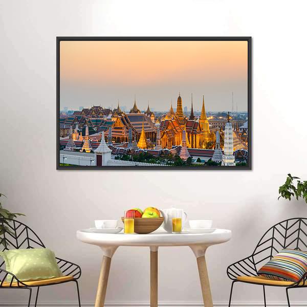 Grand Palace Bangkok Canvas Wall Art-3 Horizontal-Gallery Wrap-25" x 16"-Tiaracle