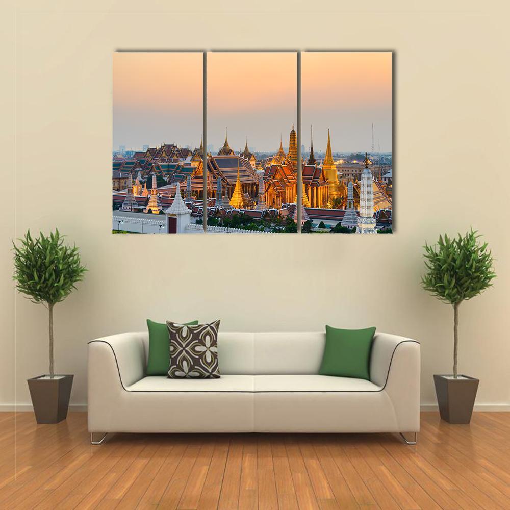 Grand Palace Bangkok Canvas Wall Art-3 Horizontal-Gallery Wrap-37" x 24"-Tiaracle