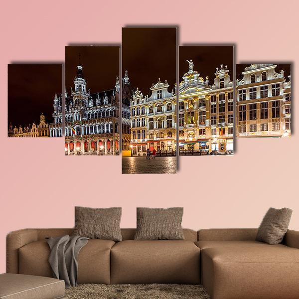 Brussels Grand Place Canvas Wall Art-5 Star-Gallery Wrap-62" x 32"-Tiaracle