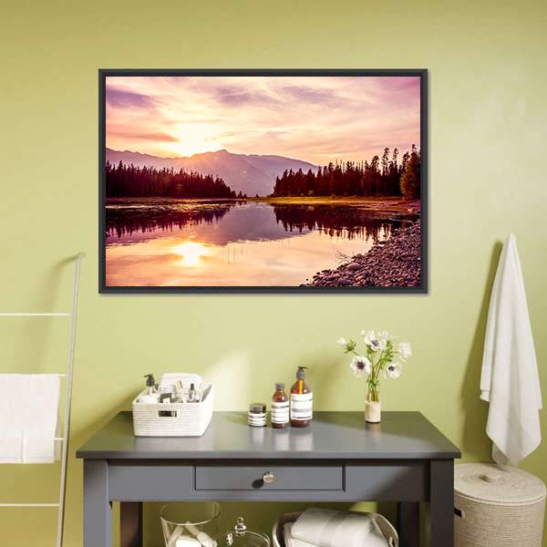 Grand Teton & Jackson Lake Canvas Wall Art-1 Piece-Floating Frame-24" x 16"-Tiaracle