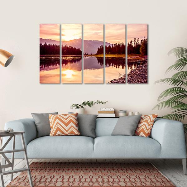 Grand Teton & Jackson Lake Canvas Wall Art-5 Horizontal-Gallery Wrap-22" x 12"-Tiaracle