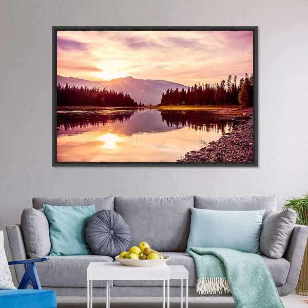 Grand Teton & Jackson Lake Canvas Wall Art-5 Horizontal-Gallery Wrap-22" x 12"-Tiaracle