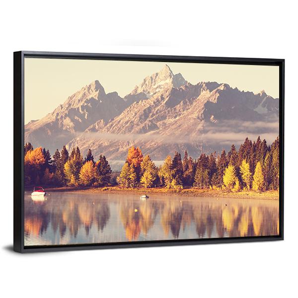 Grand Teton National Park In Autumn Canvas Wall Art-5 Horizontal-Gallery Wrap-22" x 12"-Tiaracle