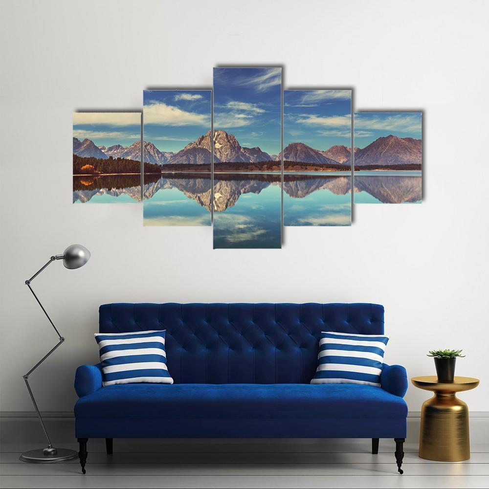 Grand Teton National Park In Wyoming Canvas Wall Art-5 Star-Gallery Wrap-62" x 32"-Tiaracle