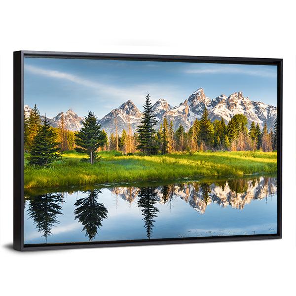 Grand Teton Range In US Rockies Canvas Wall Art-5 Horizontal-Gallery Wrap-22" x 12"-Tiaracle