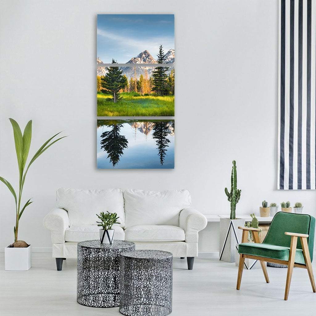 Grand Teton Range In US Rockies Vertical Canvas Wall Art-3 Vertical-Gallery Wrap-12" x 25"-Tiaracle