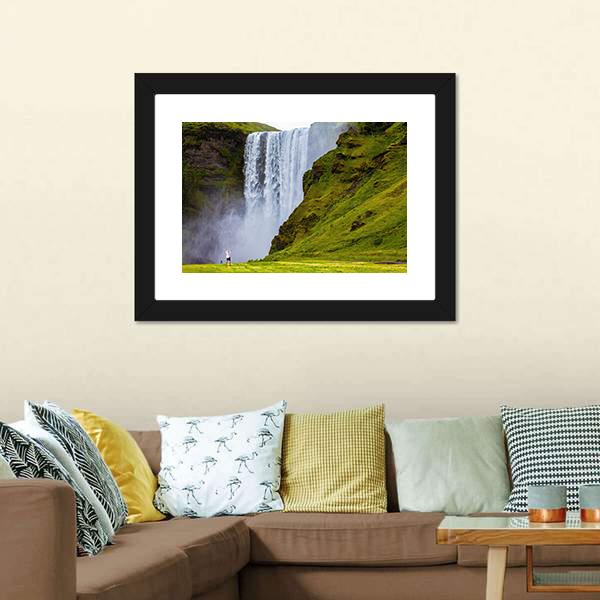 Grand Waterfall Iceland Canvas Wall Art-3 Horizontal-Gallery Wrap-25" x 16"-Tiaracle