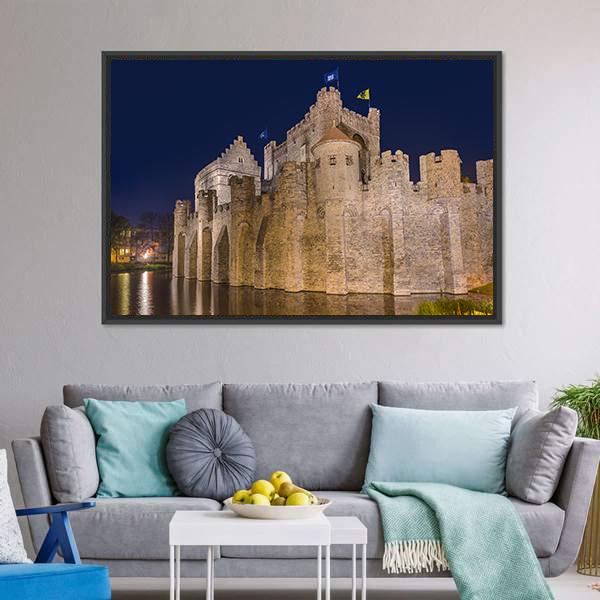 Gravensteen Castle Belgium Canvas Wall Art-3 Horizontal-Gallery Wrap-25" x 16"-Tiaracle