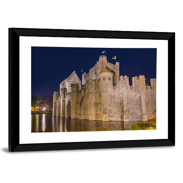 Gravensteen Castle Belgium Canvas Wall Art-5 Horizontal-Gallery Wrap-22" x 12"-Tiaracle